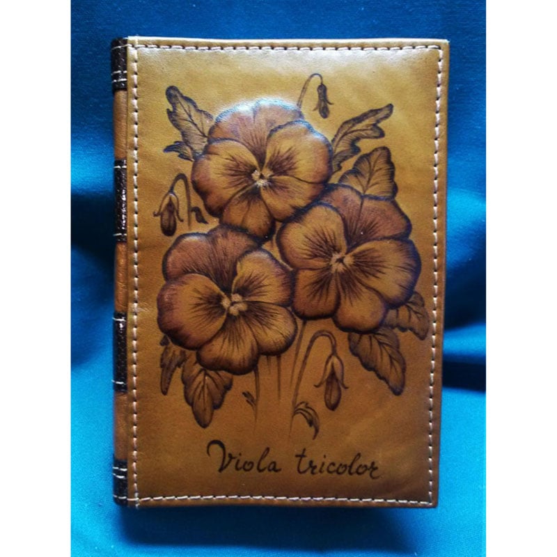 Щоденник у подарунок жінці Pansies brown leather