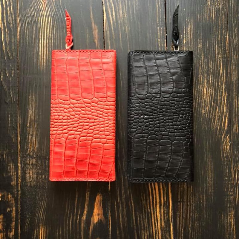 Женский кожаный кошелек Purse Aligator Red/Black leather