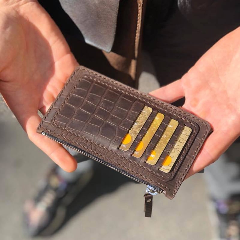 Кожаный картхолдер Aligator brown leather Кожаный картхолдер Aligator brown leather