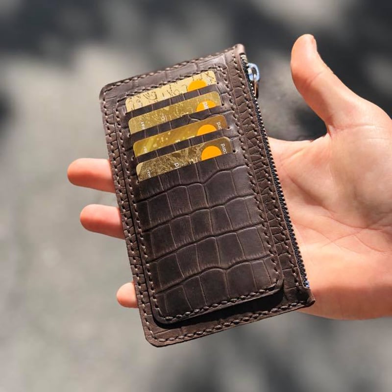 Кожаный картхолдер Aligator brown leather Кожаный картхолдер Aligator brown leather