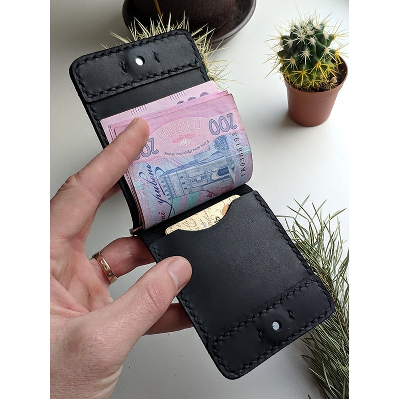 Кожаный зажим для денег Safe black leather Кожаный зажим для денег Safe black leather