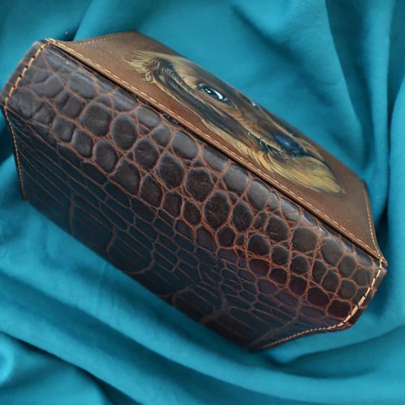 Блокнот в шкіряній обкладинці Puppy Spaniel brown leather