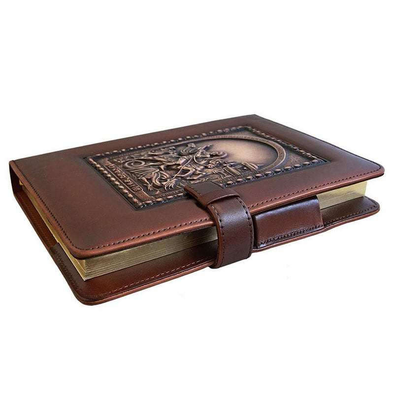 Ежедневник в кожаном переплете Святой Георгий Победоносец brown leather