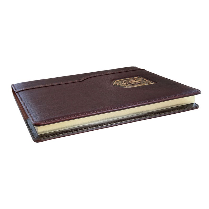 Блокнот в кожаной обложке Герб Украины burgundy leather