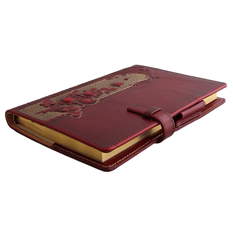 Кожаный женский ежедневник Climbing Roses red leather