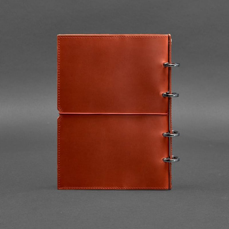 Кожаный блокнот на кольцах Coral Brown Leather