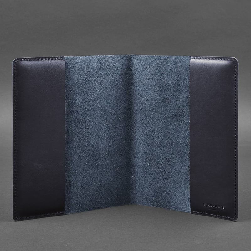 Обложка кожаная для блокнота Navy Blue Leather