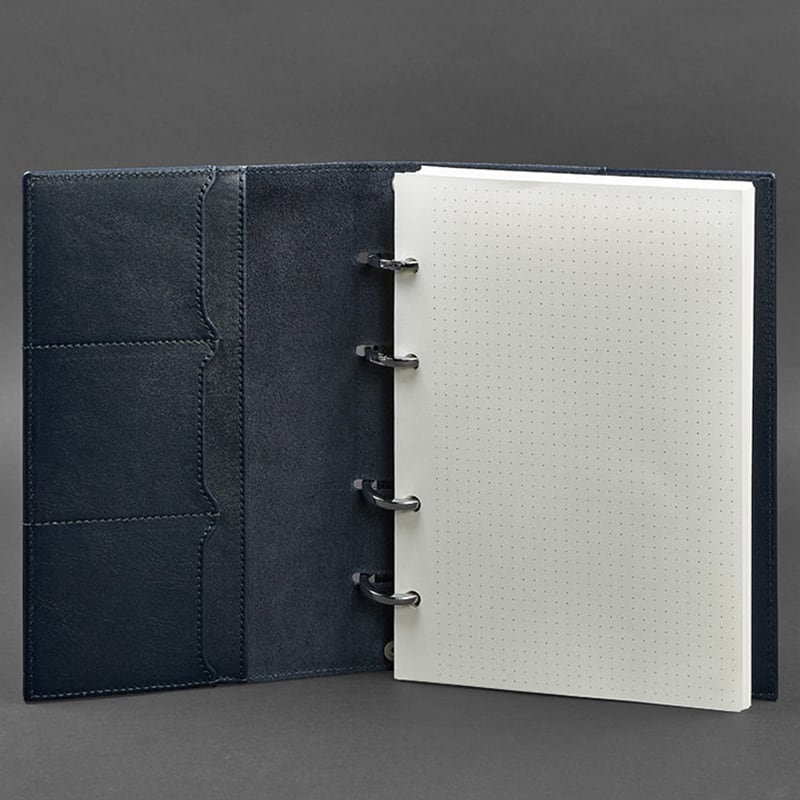 Блокнот кожаный на кольцах Navy Blue Leather Блокнот кожаный на кольцах Navy Blue Leather