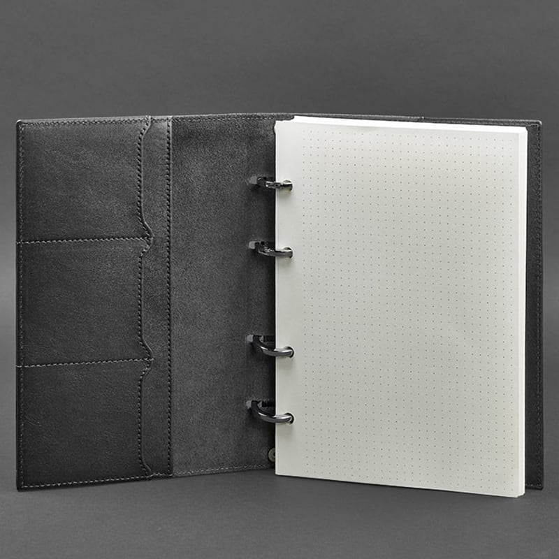 Блокнот кожаный А5 на кольцах Notebook Вlack Leather