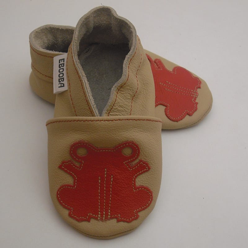 Брендові унісекс дитячі туфельки-чешки Червона Жаба (beige leather)