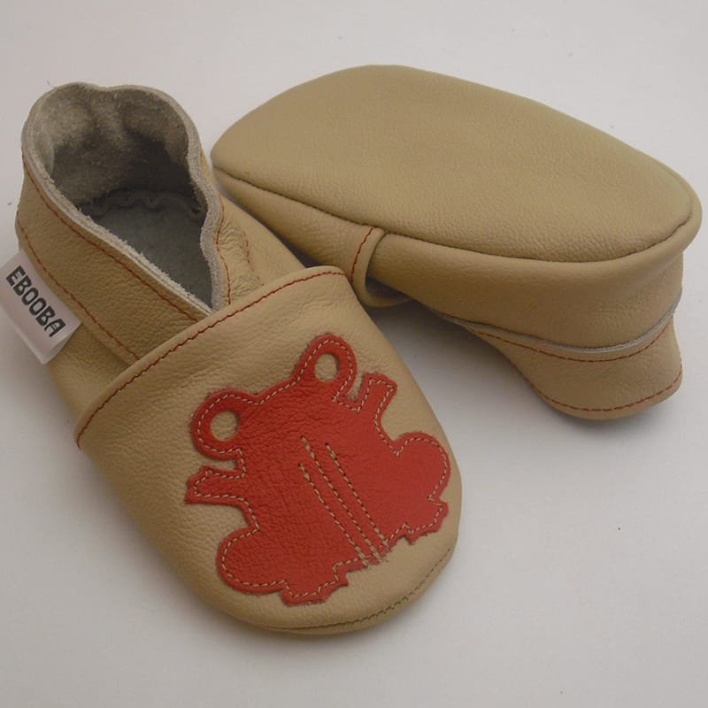 Брендові унісекс дитячі туфельки-чешки Червона Жаба (beige leather)