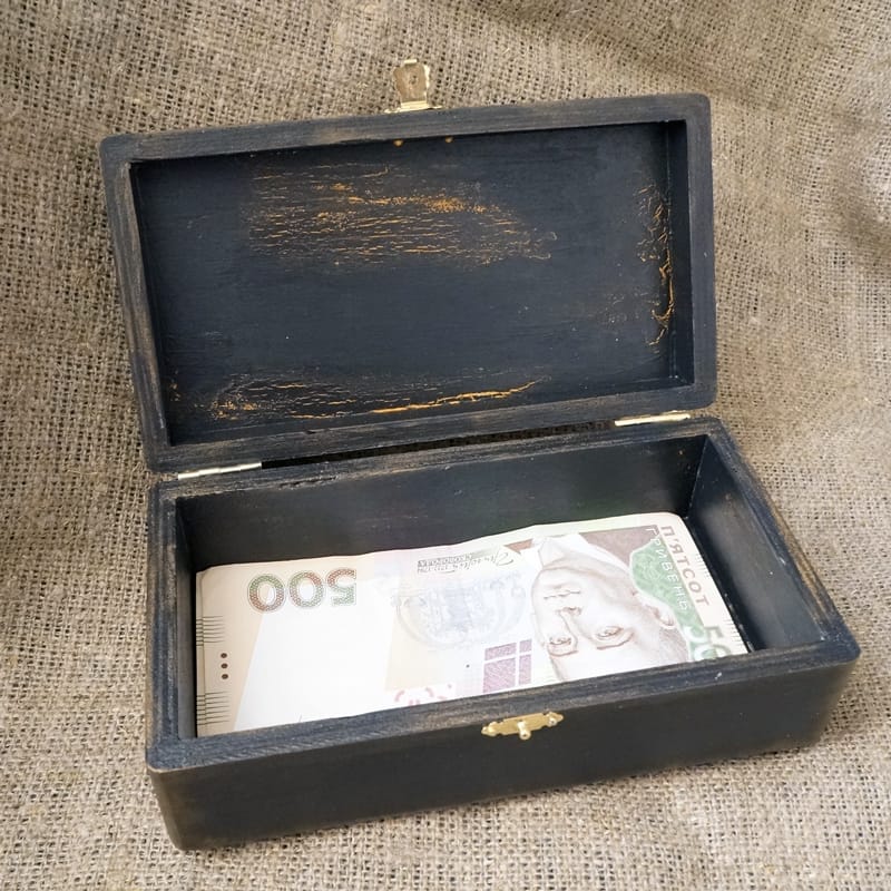 Купюрница из дерева ручной работы в подарок Vintage Map Big