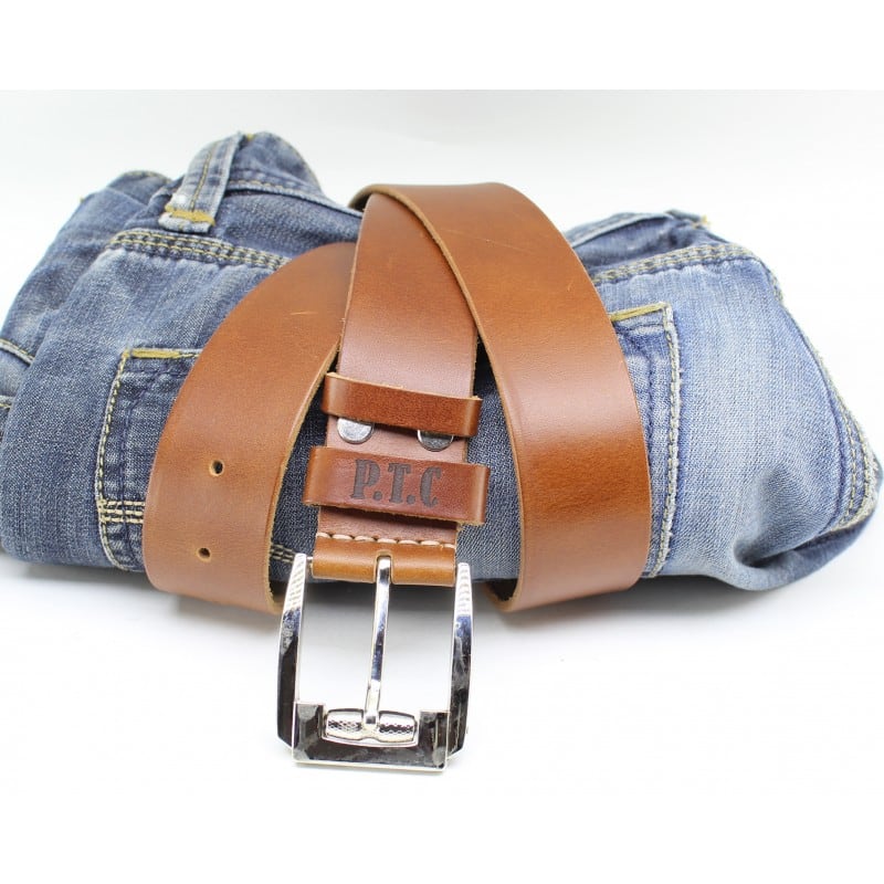 Ремінь чоловічий шкіряний Belt Personal Sienna brown leather