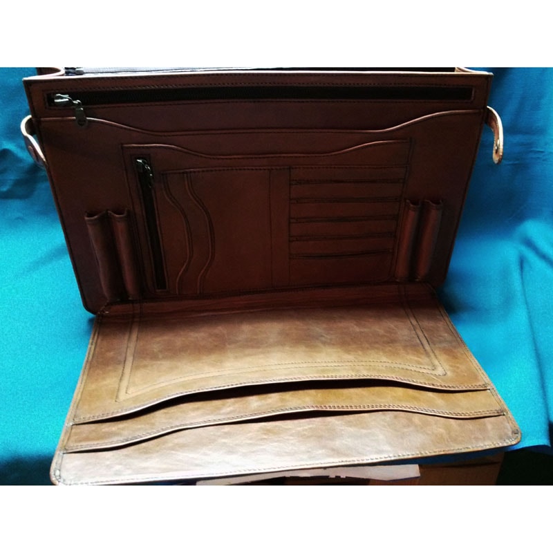 Шкіряний портфель в подарунок Монограма brown leather Шкіряний портфель в подарунок Монограма brown leather