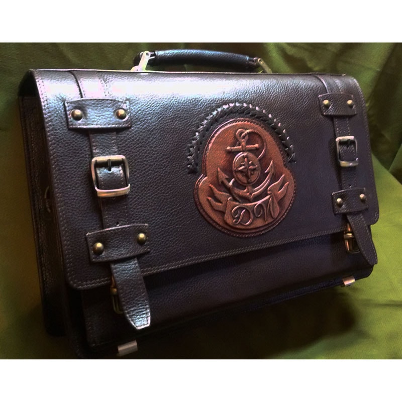 Шкіряний портфель Якір у подарунок чоловікові brown leather