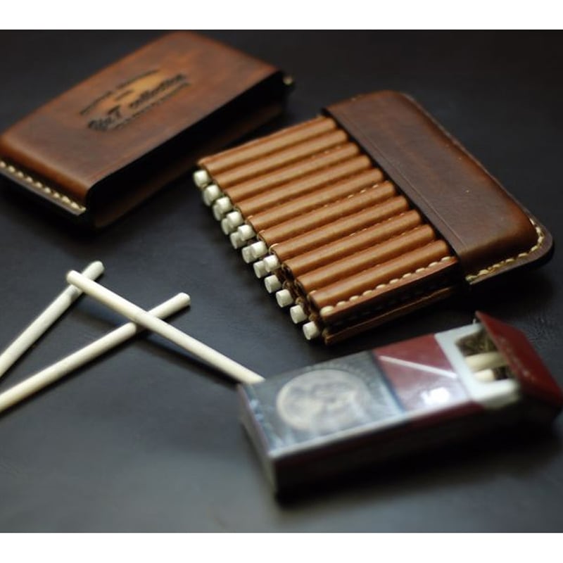 Кожаный портсигар Super slims-100 brown leather