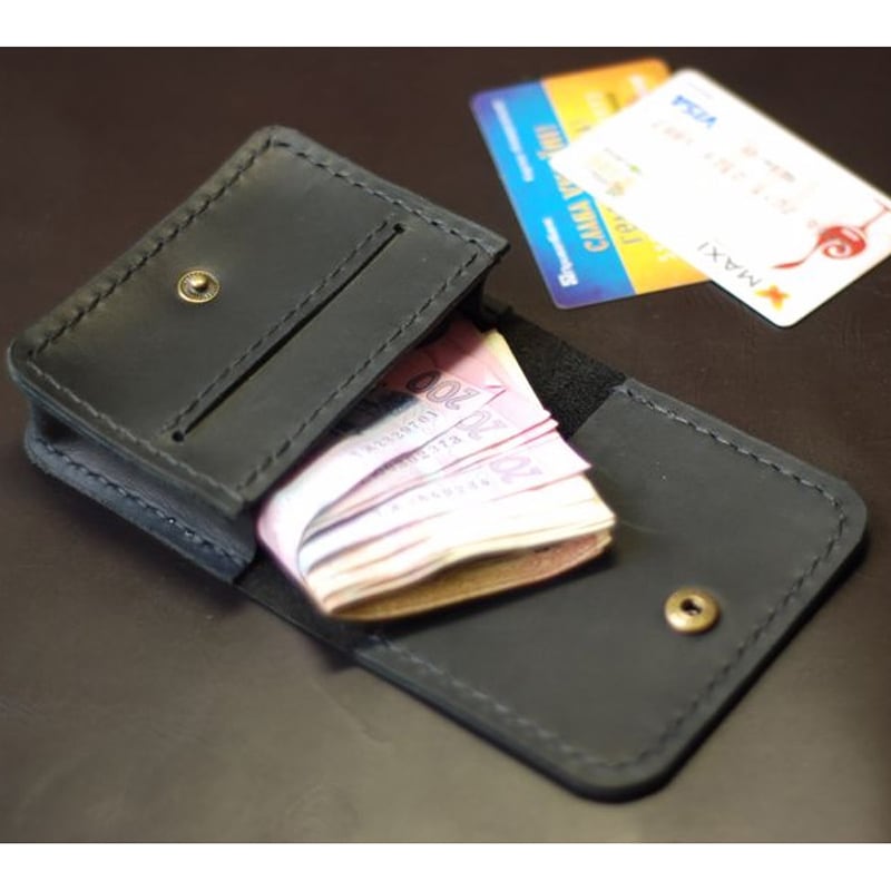 Шкіряний гаманець Multifunction black leather