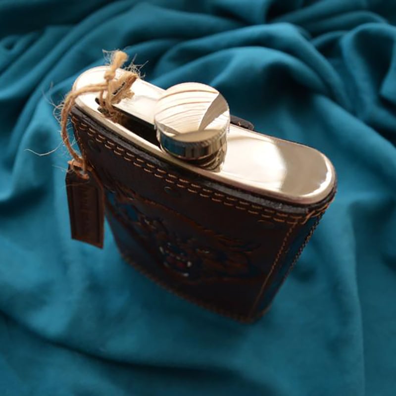 Фляга для алкоголя Celtic Wolf brown leather