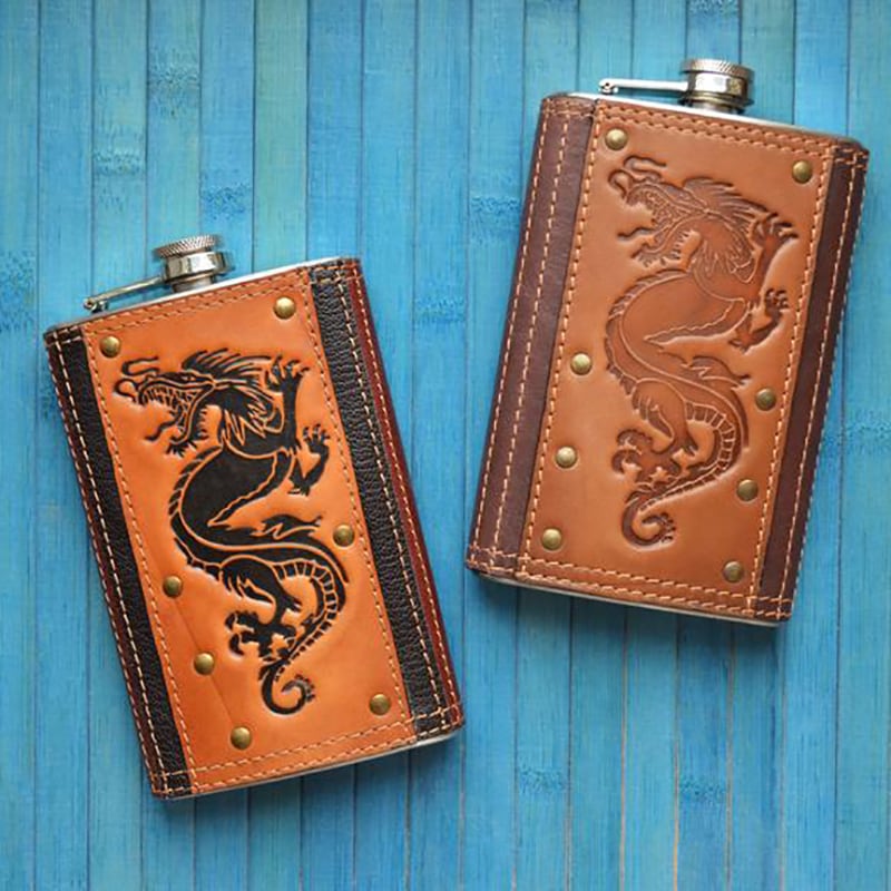 Фляга шкіряна Dragon brown leather