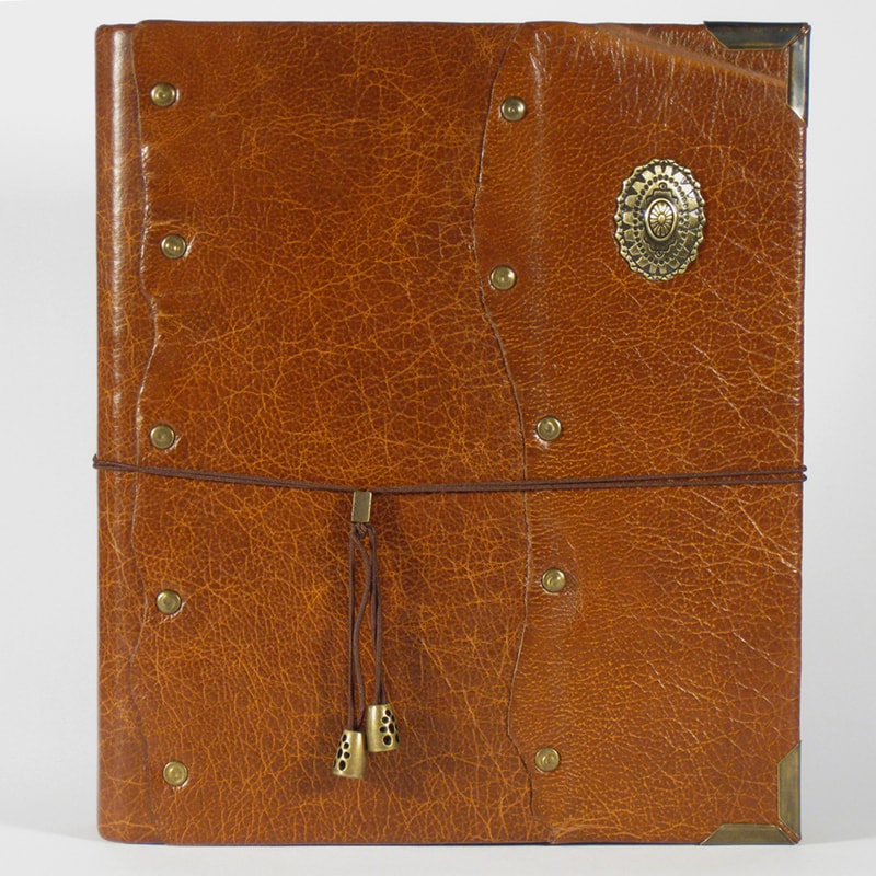 Дизайнерский семейный фотоальбом в подарок Family medallion brown leather