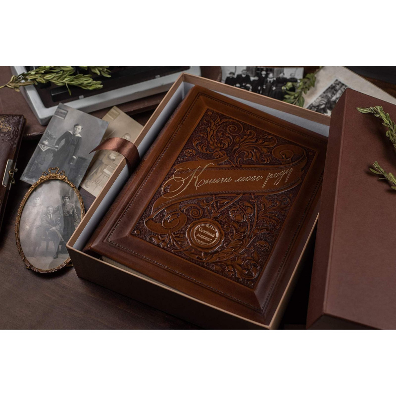Сімейний літопис Книга Мого Роду Brown leather
